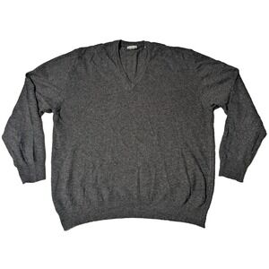 AMARO Men XL‎ Charcoal Gray Wool Nylon Pullover V-Neck Sweater Made In Italy